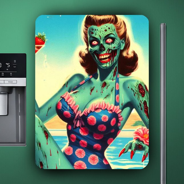 Vintage Beach Zombie Pin-up Magnet (Creator Uploaded)