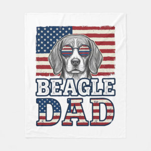 Vintage Beagle Dad Patriotic Dog Shirt Design_1 Fleece Blanket