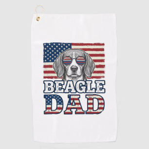 Vintage Beagle Dad Patriotic Dog Shirt Design_1 Golf Towel