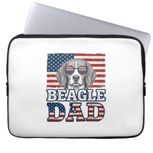 Vintage Beagle Dad Patriotic Dog Shirt Design_1 Laptop Sleeve