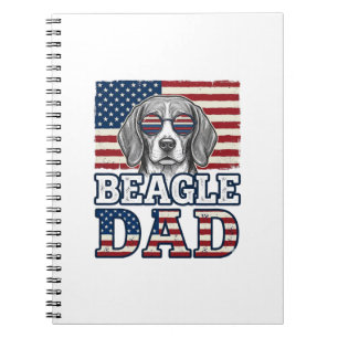 Vintage Beagle Dad Patriotic Dog Shirt Design_1 Notebook