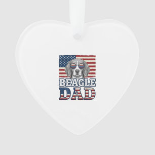 Vintage Beagle Dad Patriotic Dog Shirt Design_1 Ornament