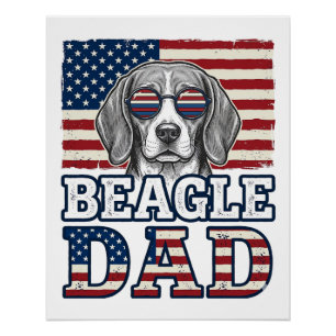 Vintage Beagle Dad Patriotic Dog Shirt Design_1 Poster