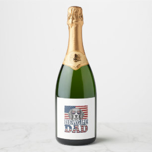 Vintage Beagle Dad Patriotic Dog Shirt Design_1 Sparkling Wine Label