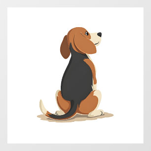 Vintage Beagle Dog Back View Illustration Pet Love