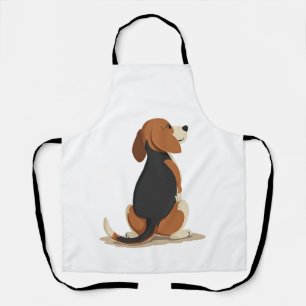 Vintage Beagle Dog Back View Illustration Pet Love Apron