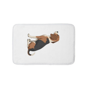 Vintage Beagle Dog Back View Illustration Pet Love Bath Mat
