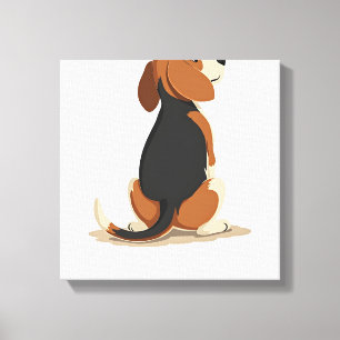 Vintage Beagle Dog Back View Illustration Pet Love Canvas Print