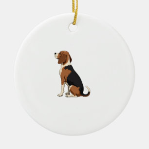 Vintage Beagle Dog Back View Illustration Pet Love Ceramic Tree Decoration