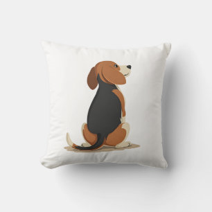 Vintage Beagle Dog Back View Illustration Pet Love Cushion