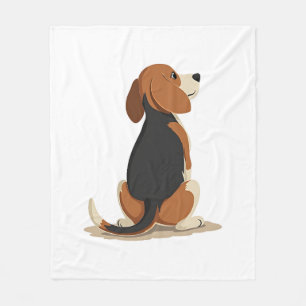 Vintage Beagle Dog Back View Illustration Pet Love Fleece Blanket