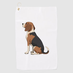 Vintage Beagle Dog Back View Illustration Pet Love Golf Towel
