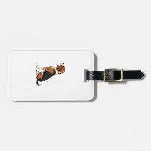 Vintage Beagle Dog Back View Illustration Pet Love Luggage Tag
