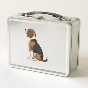 Vintage Beagle Dog Back View Illustration Pet Love Metal Lunch Box