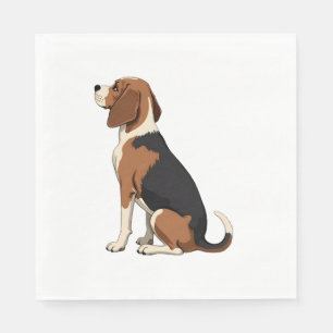 Vintage Beagle Dog Back View Illustration Pet Love Napkin
