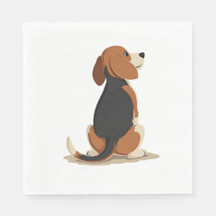 Vintage Beagle Dog Back View Illustration Pet Love Napkin