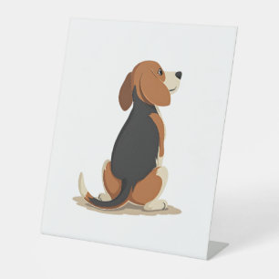 Vintage Beagle Dog Back View Illustration Pet Love Pedestal Sign