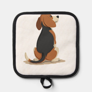 Vintage Beagle Dog Back View Illustration Pet Love Pot Holder