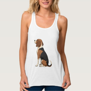 Vintage Beagle Dog Back View Illustration Pet Love Singlet