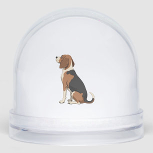 Vintage Beagle Dog Back View Illustration Pet Love Snowglobe