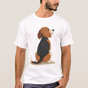 Vintage Beagle Dog Back View Illustration Pet Love T-Shirt