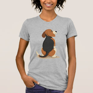 Vintage Beagle Dog Back View Illustration Pet Love T-Shirt