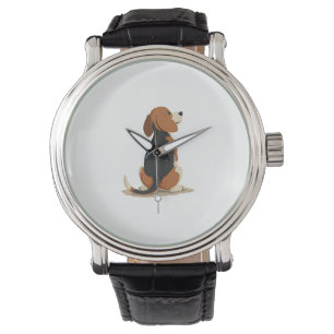 Vintage Beagle Dog Back View Illustration Pet Love Watch