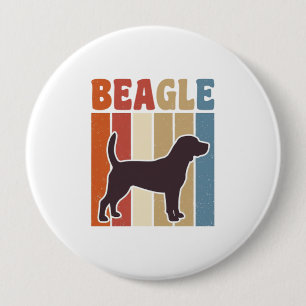 Vintage Beagle Dog Retro Stripe Vector Design_1 10 Cm Round Badge