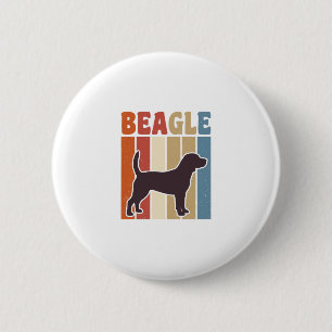 Vintage Beagle Dog Retro Stripe Vector Design_1 6 Cm Round Badge