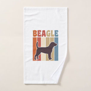 Vintage Beagle Dog Retro Stripe Vector Design_1 Hand Towel