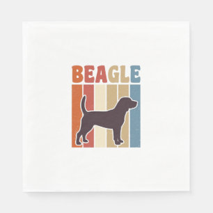 Vintage Beagle Dog Retro Stripe Vector Design_1 Napkin