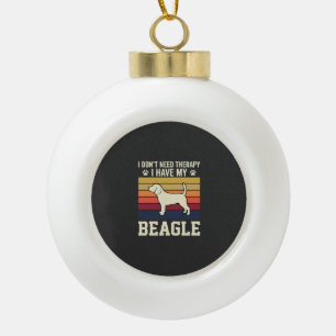 Vintage Beagle Dog Therapy Retro Ceramic Ball Christmas Ornament
