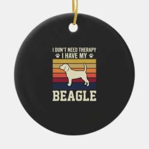 Vintage Beagle Dog Therapy Retro Ceramic Tree Decoration