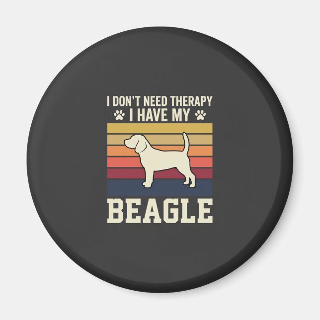 Vintage Beagle Dog Therapy Retro Magnet (Front)