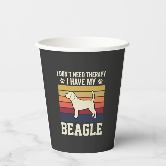 Vintage Beagle Dog Therapy Retro Paper Cups (Front)