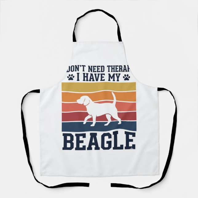 Vintage Beagle Dog Therapy Shirt Design_1 Apron (Front)
