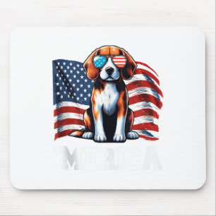 Vintage Beagle Merica Sungles Patriotic American F Mouse Pad
