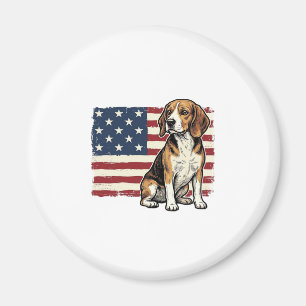 Vintage Beagle Patriotic Flag Dog Shirt Design_1 Magnet