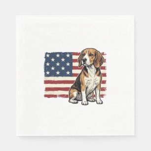 Vintage Beagle Patriotic Flag Dog Shirt Design_1 Napkin