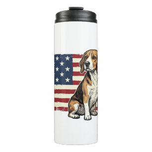 Vintage Beagle Patriotic Flag Dog Shirt Design_1 Thermal Tumbler
