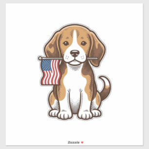 Vintage Beagle Puppy American Flag Shirt Design_1