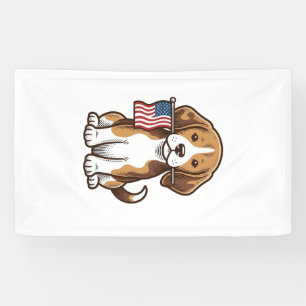 Vintage Beagle Puppy American Flag Shirt Design_1 Banner