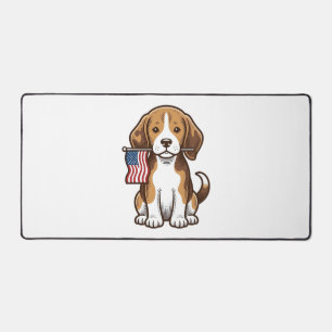 Vintage Beagle Puppy American Flag Shirt Design_1 Desk Mat
