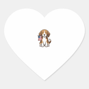 Vintage Beagle Puppy American Flag Shirt Design_1 Heart Sticker