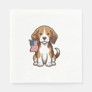 Vintage Beagle Puppy American Flag Shirt Design_1 Napkin
