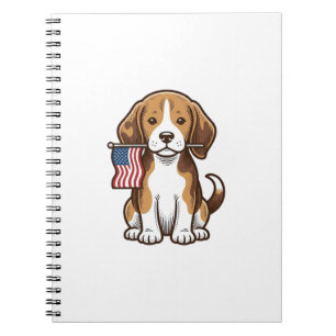 Vintage Beagle Puppy American Flag Shirt Design_1 Notebook