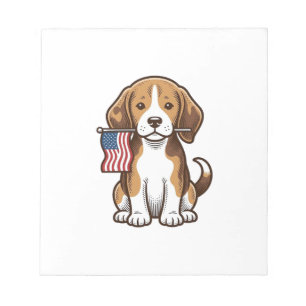 Vintage Beagle Puppy American Flag Shirt Design_1 Notepad
