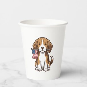 Vintage Beagle Puppy American Flag Shirt Design_1 Paper Cups