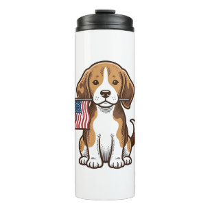 Vintage Beagle Puppy American Flag Shirt Design_1 Thermal Tumbler