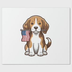 Vintage Beagle Puppy American Flag Shirt Design_1 Wrapping Paper